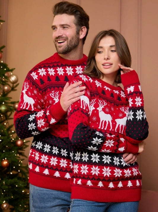 Christmas New Long Sleeve Sweater Christmas Clothing Women's Sweater Elk Jacquard