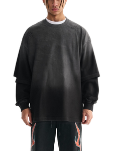 Sunfade Hand-Frayed Faux Two-Piece T-Shirt