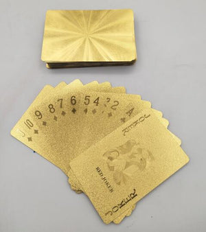 24K Gold Playing Cards Poker Game Deck Gold Foil Poker Set Plastic Magic Card Waterproof Cards Magic