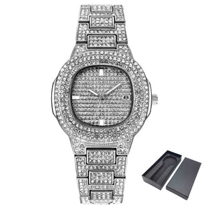 ICE-Out Bling Diamond Luxury Watch Men Gold Hip Hop iced out watch Men Gold Quartz Watches Stainless Steel relogio