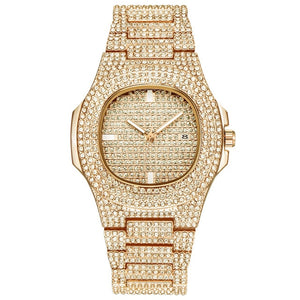 ICE-Out Bling Diamond Luxury Watch Men Gold Hip Hop iced out watch Men Gold Quartz Watches Stainless Steel relogio