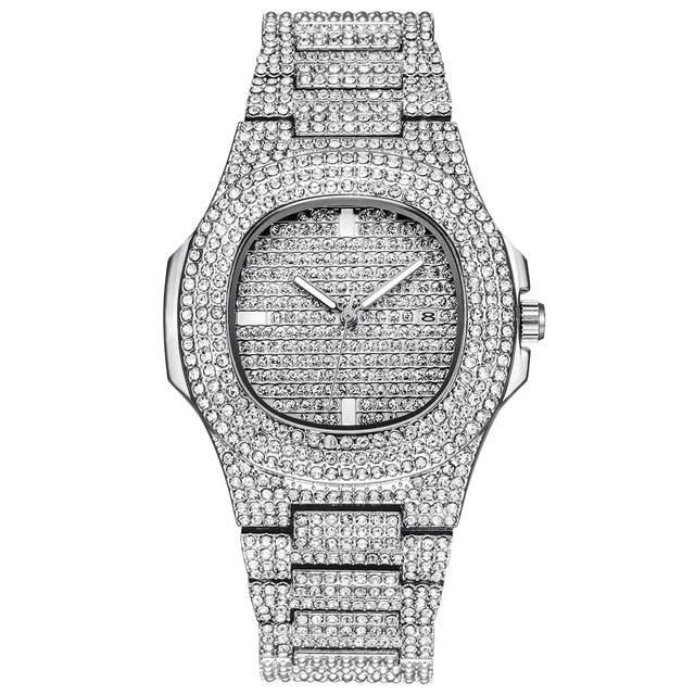 ICE-Out Bling Diamond Luxury Watch Men Gold Hip Hop iced out watch Men Gold Quartz Watches Stainless Steel relogio