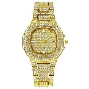 ICE-Out Bling Diamond Luxury Watch Men Gold Hip Hop iced out watch Men Gold Quartz Watches Stainless Steel relogio