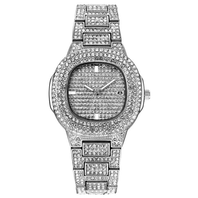 ICE-Out Bling Diamond Luxury Watch Men Gold Hip Hop iced out watch Men Gold Quartz Watches Stainless Steel relogio