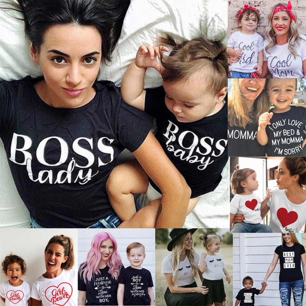Family Tshirts Boys Girls Mom Mother Mommy and Daughter Son Family T-shirt Family Look Matching T-shirt Mommy Mom and Me Clothes
