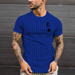 2022 Summer Men's T-shirt Summer Men's Street Style Round Neck Shirt Fashion Poker Print Short Sleeve Zebra Stripe Printed Top