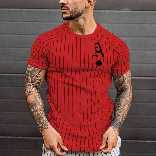 2022 Summer Men's T-shirt Summer Men's Street Style Round Neck Shirt Fashion Poker Print Short Sleeve Zebra Stripe Printed Top