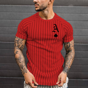 2022 Summer Men's T-shirt Summer Men's Street Style Round Neck Shirt Fashion Poker Print Short Sleeve Zebra Stripe Printed Top