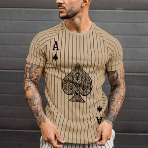 2022 Summer Men's T-shirt Summer Men's Street Style Round Neck Shirt Fashion Poker Print Short Sleeve Zebra Stripe Printed Top