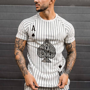 2022 Summer Men's T-shirt Summer Men's Street Style Round Neck Shirt Fashion Poker Print Short Sleeve Zebra Stripe Printed Top