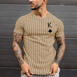 2022 Summer Men's T-shirt Summer Men's Street Style Round Neck Shirt Fashion Poker Print Short Sleeve Zebra Stripe Printed Top