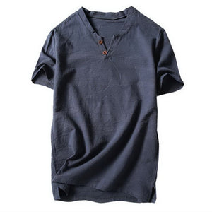 New Mens Basic Shirts Spring Summer Casual Shirt Short Sleeve Cotton Linen Shirts Men Loose Collar Shirt silk Chemise Homme Tops